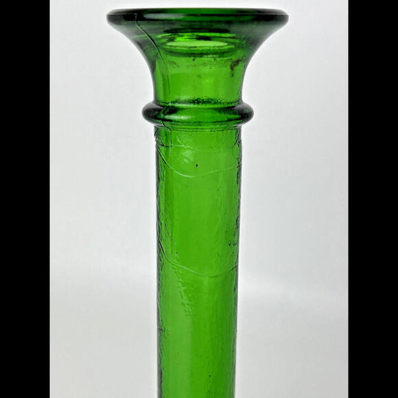 Vintage Bright Green Glass Candlestick Single 8"H Tall Taper Handblown - Picture 10 of 11